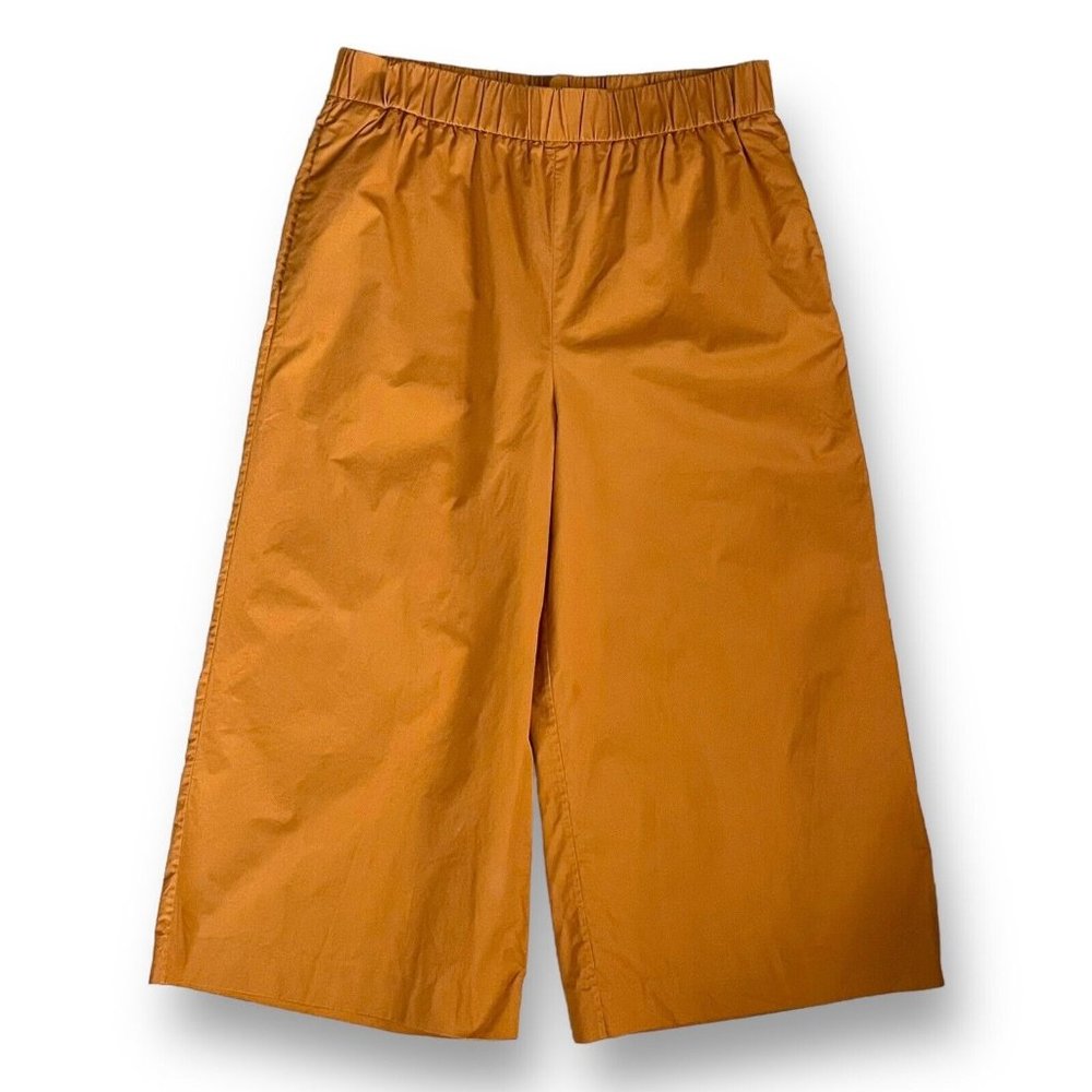 COS Womens Terracotta Cropped Wide Leg Trouser Sz 10 Minimalist Cotton Coastal